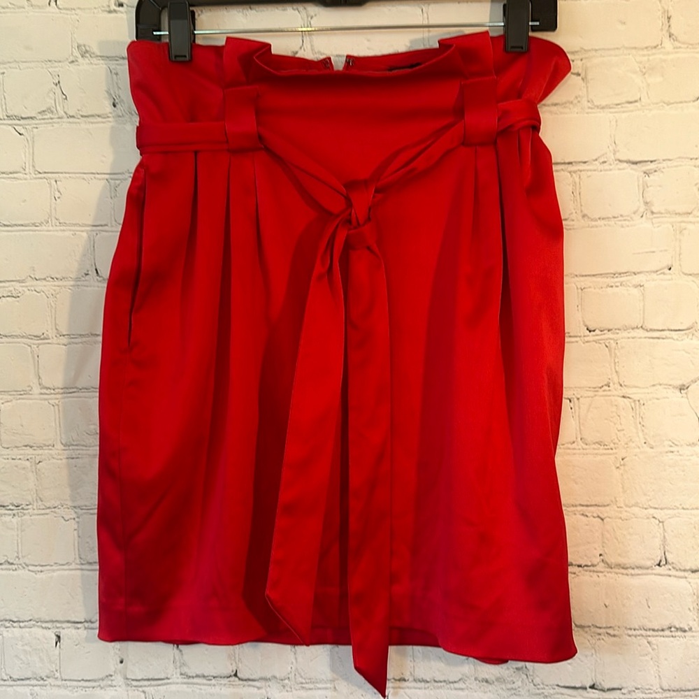 Express lined paper bag waist satin feel skirt